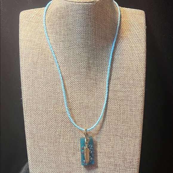 Hand Made  Blue Irregular pendant Necklace - Picture 1 of 5